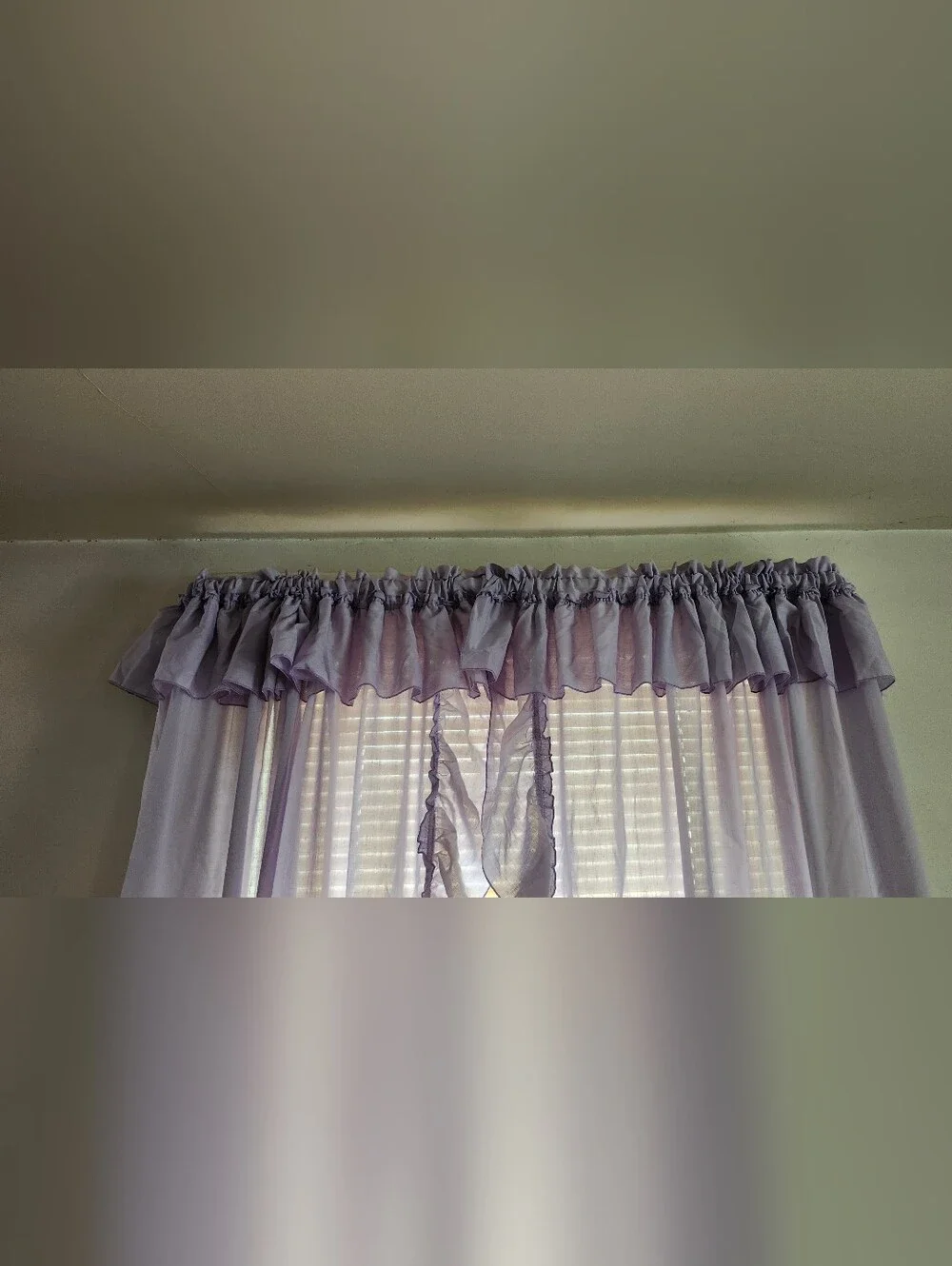 Lavender Ruffled Sheer Window Curtain Panel - Unbranded